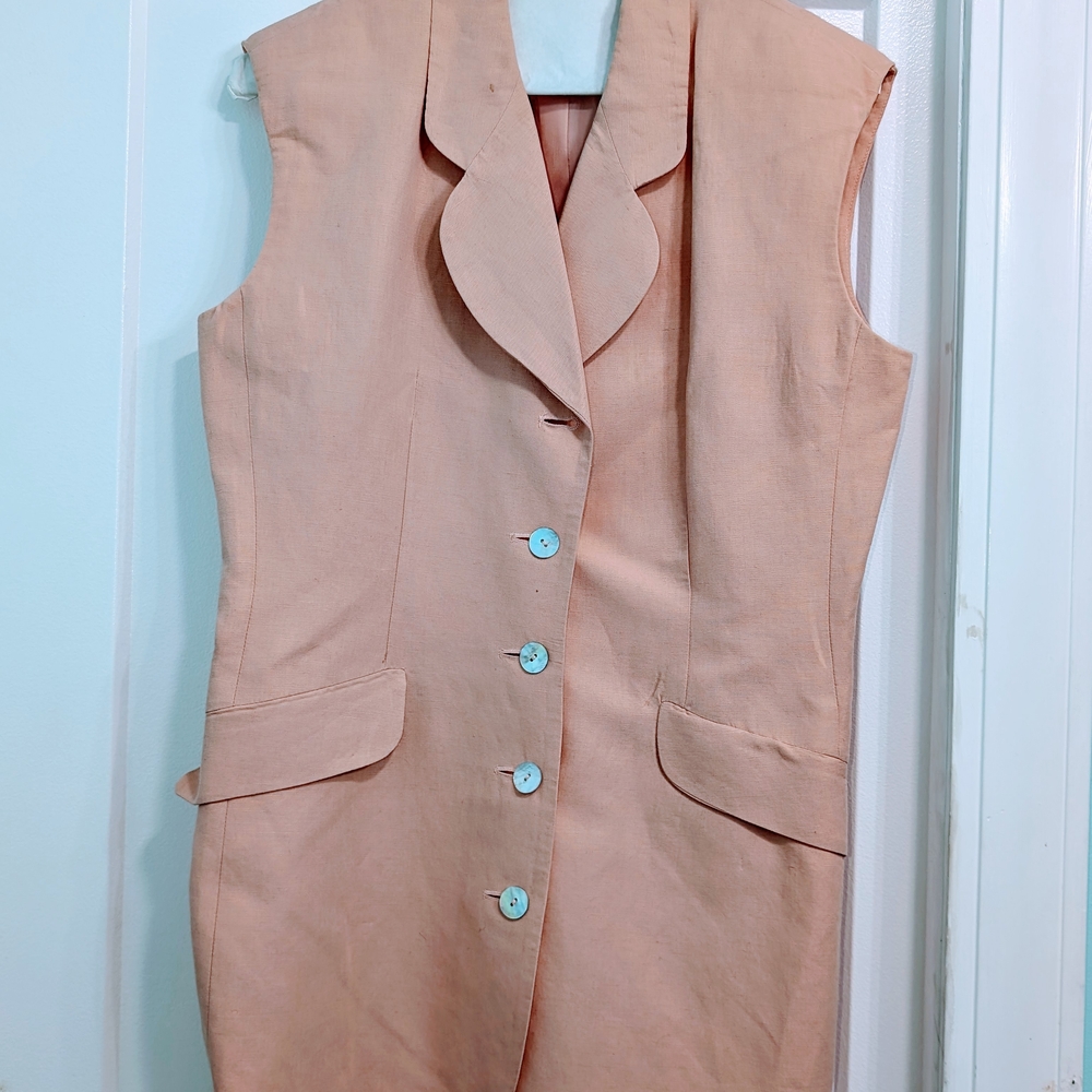 The Limited Peach Sleeveless Linen Blazer
